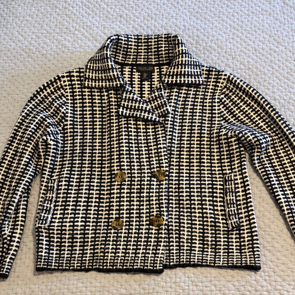 Rachel Zoe Monochrome Houndstooth Cardigan